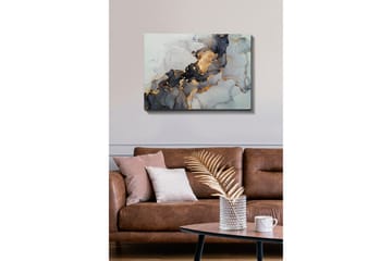 Canvastavla - Abstrakt komposition med svarta och gyllene inslag - Svart / Guld / Grå - Products - Inredning - Tavlor & posters - Canvastavla