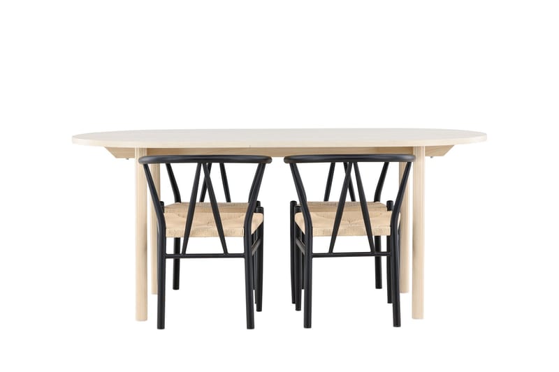 Andy Matgrupp 180 cm Oval med 4 Alfons stolar - Whitewash/Svart - Products - Möbler - Bord & matgrupp - Matgrupp