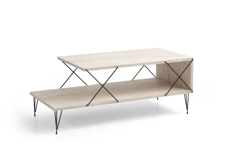 Artenay Soffbord 100 cm, Svart/Marmor