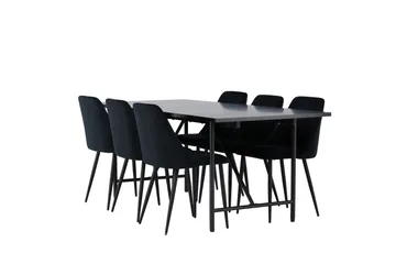 Astrid Matgrupp 200 cm Rektangulär med 6 Night stolar - Svart - Products - Möbler - Bord & matgrupp - Matgrupp