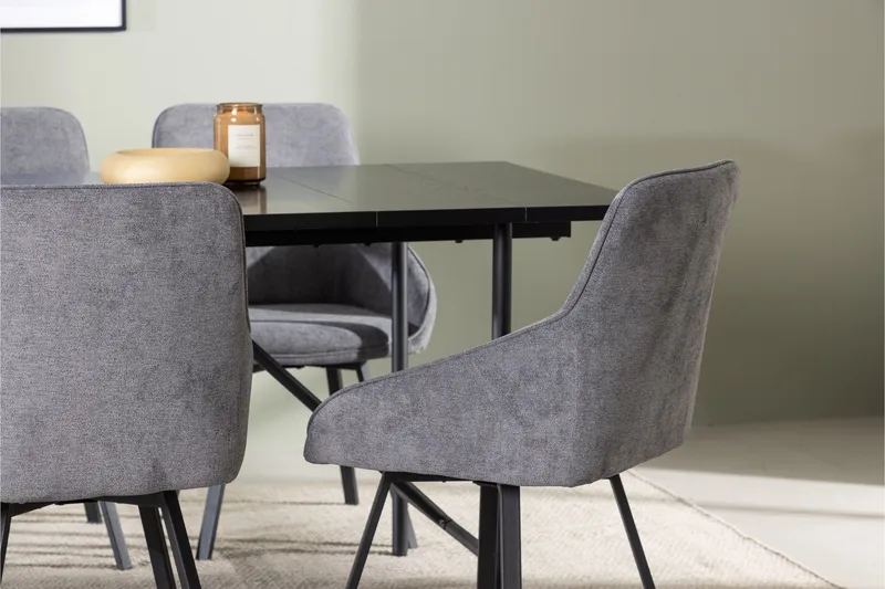 Astrid Matgrupp 200 cm Rektangulär med 6 Rosie stolar - Svart - Products - Möbler - Bord & matgrupp - Matgrupp