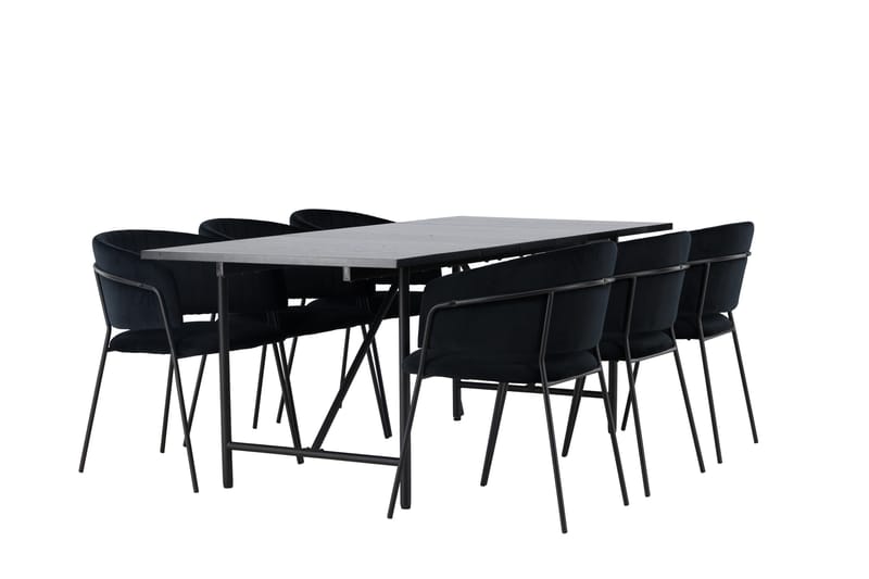 Astrid Matgrupp 200 cm Rektangulär med 6 Selma Stolar - Svart - Products - Möbler - Bord & matgrupp - Matgrupp