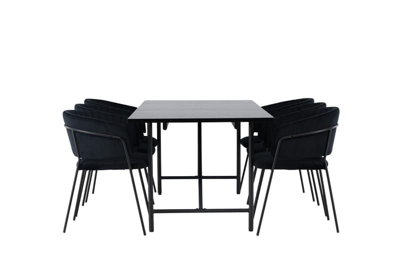 Astrid Matgrupp 200 cm Rektangulär med 6 Selma Stolar - Svart - Products - Möbler - Bord & matgrupp - Matgrupp