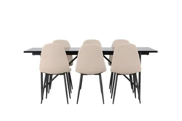 Astrid Matgrupp 200 cm Rektangulär med 6 Polar stolar - Beige - Products - Möbler - Bord & matgrupp - Matgrupp