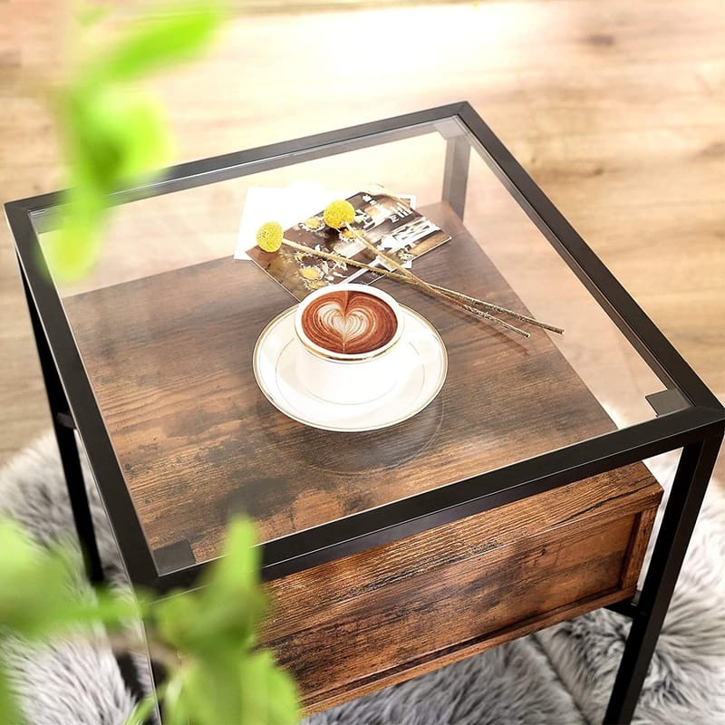 Eddie sidobord 43 x 43 cm - Brun/svart - Brun/svart - Products - Möbler - Bord & matgrupp - Avlastningsbord & sidobord - Brickbord & småbord
