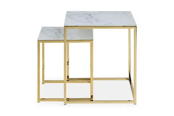 Epiffer Satsbord 45 cm Marmormönster 2 Bord - Grå/Mässing - Products - Möbler - Bord & matgrupp - Avlastningsbord & sidobord - Satsbord