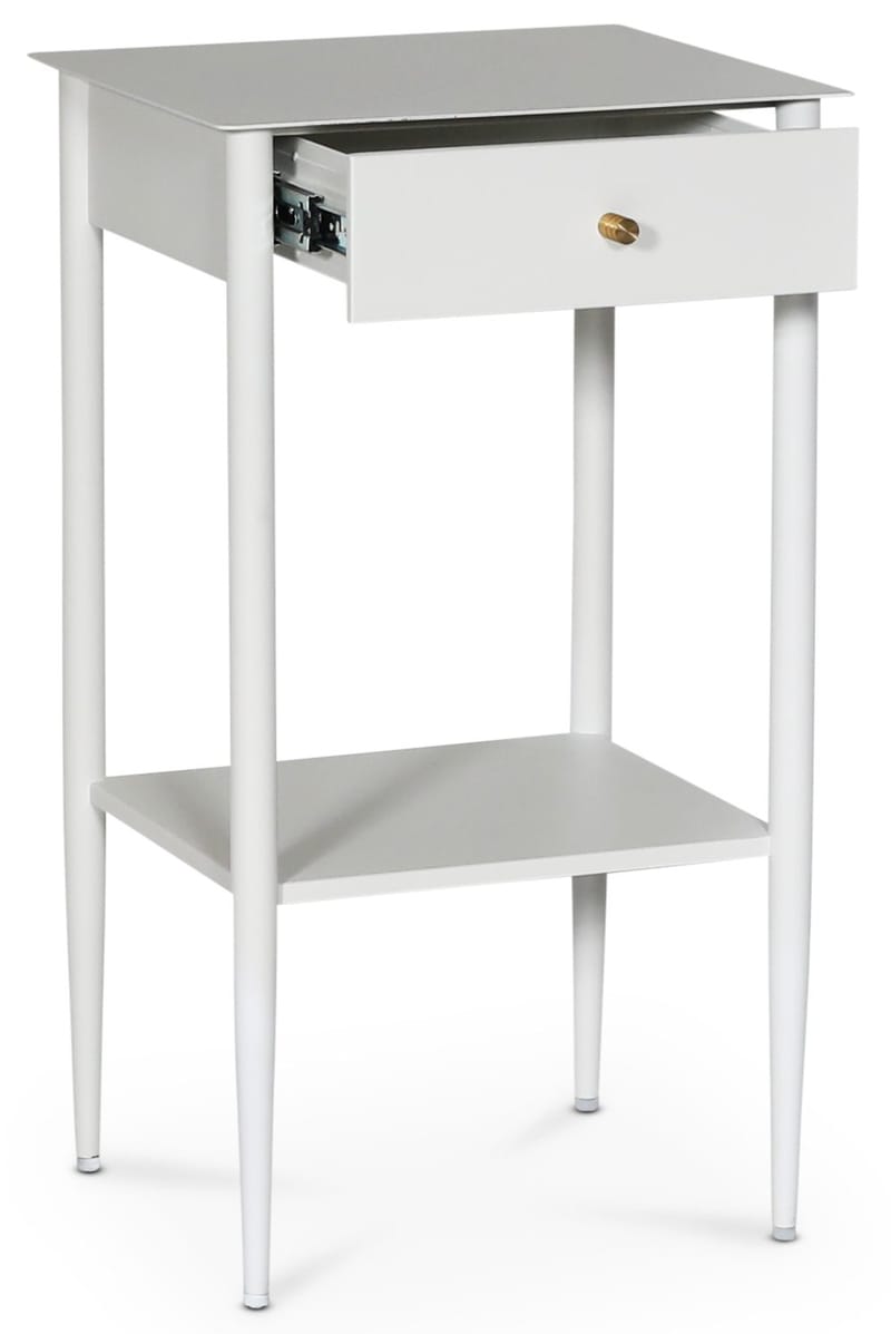 Flash sängbord - Vit metall / Mässing - Vit - Products - Möbler - Bord & matgrupp - Avlastningsbord & sidobord - Sängbord & nattduksbord