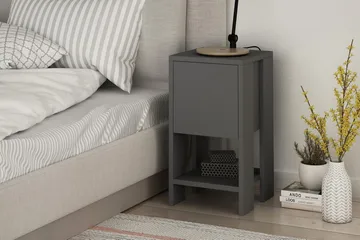 Homitis Sängbord 30 cm med Förvaring Hylla + Lucka - Mörkgrå - Products - Möbler - Bord & matgrupp - Avlastningsbord & sidobord - Sängbord & nattduksbord