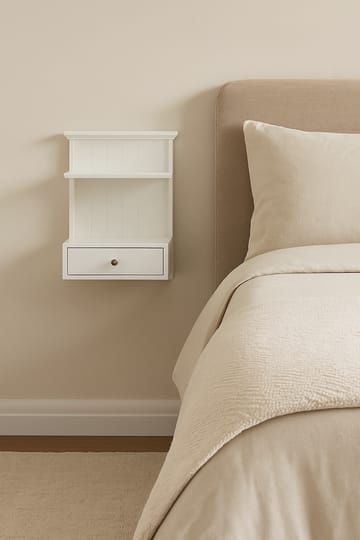 Sängbord vägghängt vitt - Linnea - Vit - Products - Möbler - Bord & matgrupp - Avlastningsbord & sidobord - Sängbord & nattduksbord