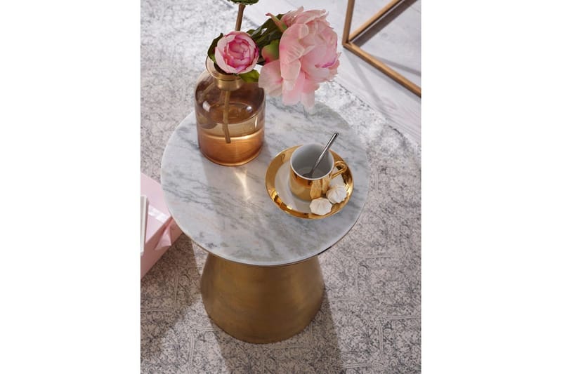 Sido bord Wohnling Äkta marmor rund 35 cm gyllene bas modern - Products - Möbler - Bord & matgrupp - Avlastningsbord & sidobord - Brickbord & småbord