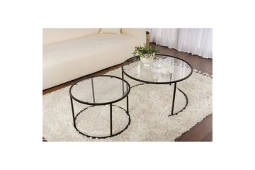 Soffbordset 2 delar Rikiya Svart Transparent - Svart Transparent - Products - Möbler - Bord & matgrupp - Avlastningsbord & sidobord - Satsbord