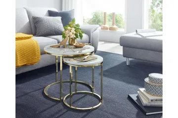 Willowdale Satsbord 80 cm Runt - Vit/Grå - Products - Möbler - Bord & matgrupp - Avlastningsbord & sidobord - Satsbord