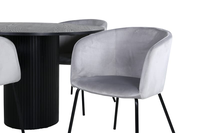 Bianca Matgrupp 110 cm Rund med 4 Berit stolar - Svart - Products - Möbler - Bord & matgrupp - Matgrupp