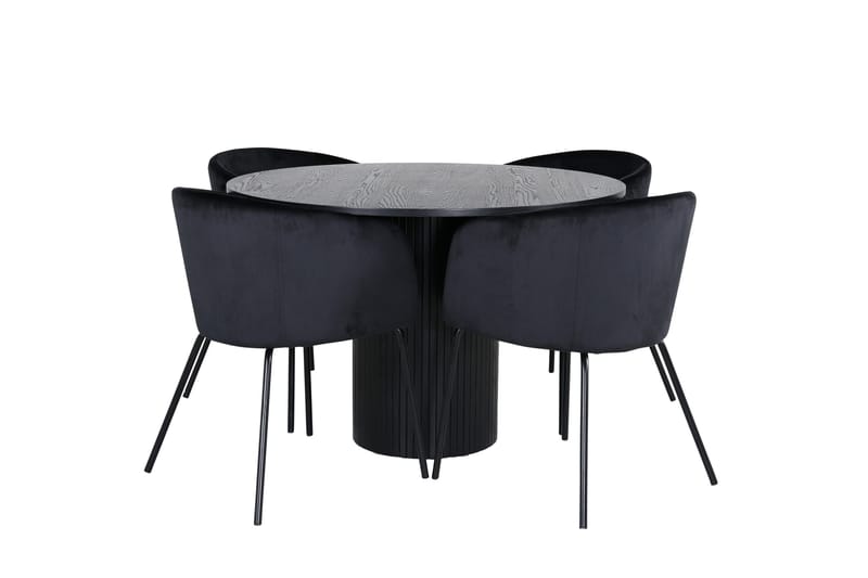 Bianca Matgrupp 110 cm Rund med 4 Berit stolar, Svart