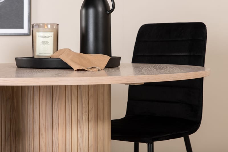 Bianca Matgrupp 110 cm Rund med 4 Windu Lyx stolar - Svart - Products - Möbler - Bord & matgrupp - Matgrupp