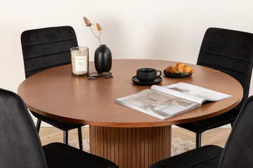 Bianca Matgrupp 110 cm Rund med 4 Windu Lyx stolar - Svart - Products - Möbler - Bord & matgrupp - Matgrupp
