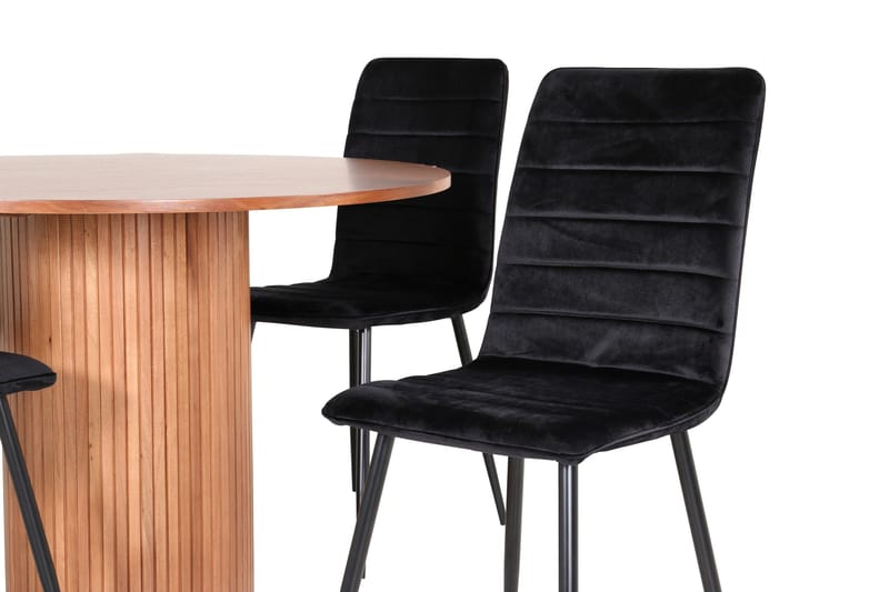Bianca Matgrupp 110 cm Rund med 4 Windu Lyx stolar - Svart - Products - Möbler - Bord & matgrupp - Matgrupp