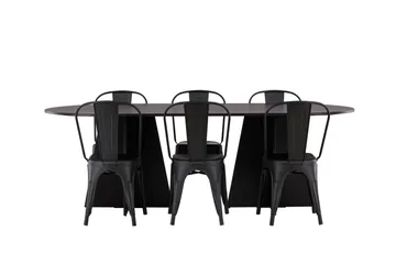 Bootcut Matbord 230x115 cm med 4 Tempe Stolar - Svart - Products - Möbler - Bord & matgrupp - Matbord & köksbord