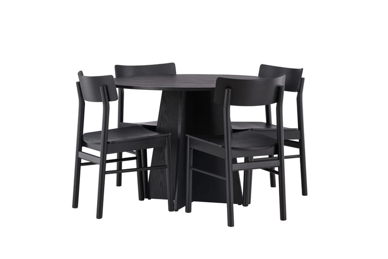 Bootcut Matgrupp + 4 stolar Rund - Svart - Products - Möbler - Bord & matgrupp - Matgrupp