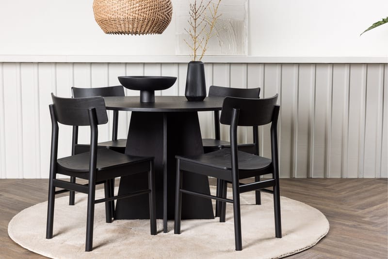 Bootcut Matgrupp + 4 stolar Rund - Svart - Products - Möbler - Bord & matgrupp - Matgrupp