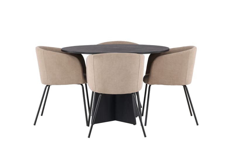 Bootcut Matgrupp 110 cm Rund med 4 Berit stolar - Beige - Products - Möbler - Bord & matgrupp - Matgrupp