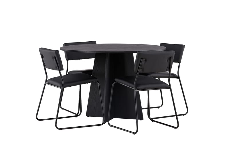 Bootcut Matgrupp 110 cm Rund med 4 Kenth Stolar - Svart - Products - Möbler - Bord & matgrupp - Matgrupp