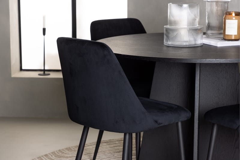 Bootcut Matgrupp 110 cm Rund med 4 Night stolar - Svart - Products - Möbler - Bord & matgrupp - Matgrupp