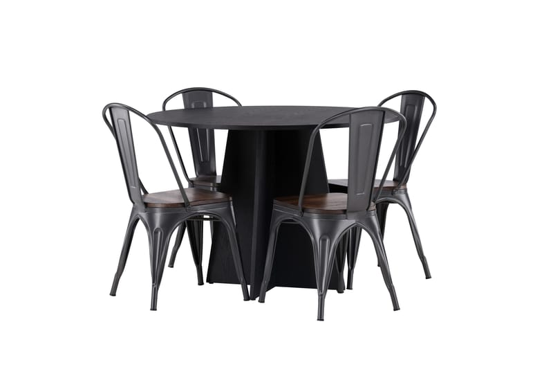 Bootcut Matgrupp 110 cm Rund med 4 Tempe stolar - Svart - Products - Möbler - Bord & matgrupp - Matgrupp