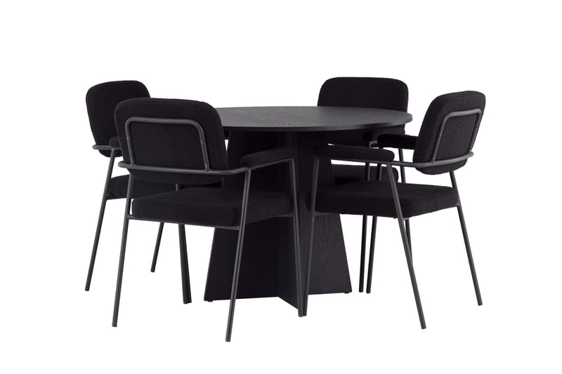 Bootcut Matgrupp 110 cm Rund med 4 Yesterday stolar - Svart - Products - Möbler - Bord & matgrupp - Matgrupp