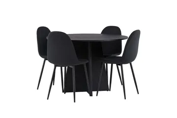 Bootcut Matgrupp 110 cm Rund med 4 Polar stolar - Svart - Products - Möbler - Bord & matgrupp - Matgrupp