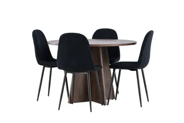 Bootcut Matgrupp 110 cm Rund med 4 Polar stolar - Mocca/Svart - Products - Möbler - Bord & matgrupp - Matgrupp