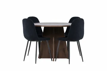 Bootcut Matgrupp 110 cm Rund med 4 Polar stolar - Mocca/Svart - Products - Möbler - Bord & matgrupp - Matgrupp