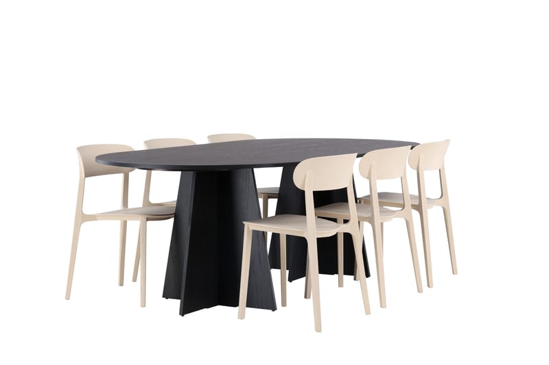 Bootcut Matgrupp 230 cm Oval med 6 Åstol stolar - Svart - Products - Möbler - Bord & matgrupp - Matgrupp