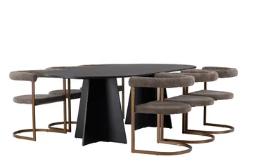 Bootcut Matgrupp 230 cm Oval med 6 Morning stolar - Brun - Products - Möbler - Bord & matgrupp - Matgrupp