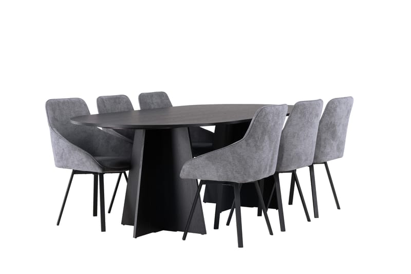 Bootcut Matgrupp 230 cm Oval med 6 Rosie stolar - Svart - Products - Möbler - Bord & matgrupp - Matgrupp