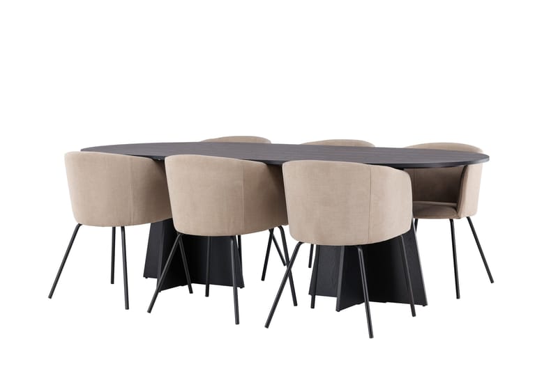 Bootcut Matgrupp 230 cm Rektangulär med 6 Berit stolar - Beige - Products - Möbler - Bord & matgrupp - Matgrupp