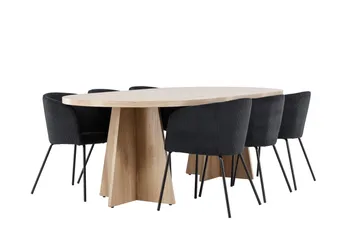 Bootcut Matgrupp 230 cm Rektangulär med 6 Berit stolar - Whitewash/Svart - Products - Möbler - Bord & matgrupp - Matgrupp