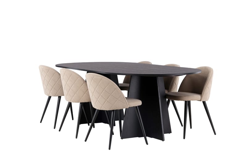Bootcut Matgrupp 230 cm Rektangulär med 6 Velvet stolar - Beige - Products - Möbler - Bord & matgrupp - Matgrupp