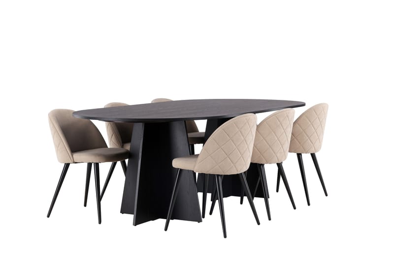 Bootcut Matgrupp 230 cm Rektangulär med 6 Velvet stolar - Beige - Products - Möbler - Bord & matgrupp - Matgrupp