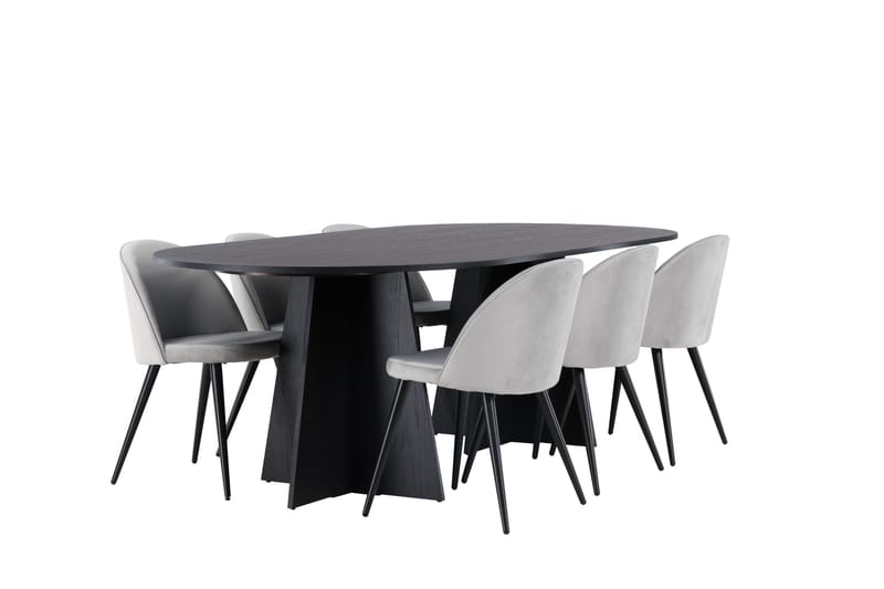 Bootcut Matgrupp 230 cm Rektangulär med 6 Velvet stolar - Svart - Products - Möbler - Bord & matgrupp - Matgrupp