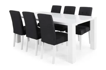 Cibus Matgrupp 180 cm med 6 Viktor Stol - Vit/Mörkgrå - Products - Möbler - Bord & matgrupp - Matgrupp