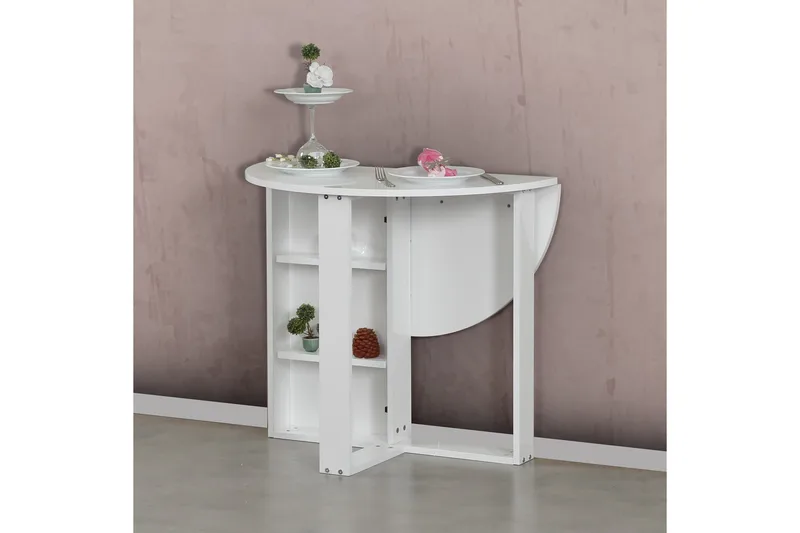 Comfortale Matbord Runt Hopfällbart - Vit - Products - Möbler - Bord & matgrupp - Matbord & köksbord