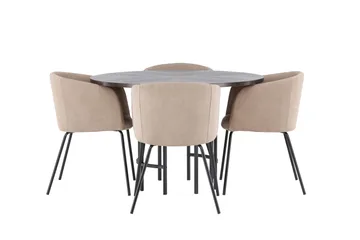 Copenhagen Matgrupp 115 cm Rund med 4 Berit stolar - Beige - Products - Möbler - Bord & matgrupp - Matgrupp
