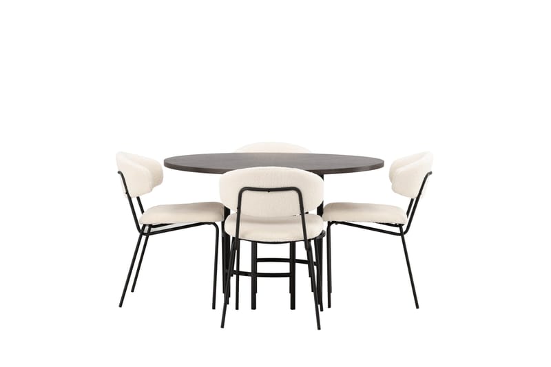 Copenhagen Matgrupp 115 cm Rund med 4 Chico Stolar - Svart - Products - Möbler - Bord & matgrupp - Matgrupp