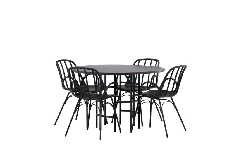 Copenhagen Matgrupp 115 cm Rund med 4 Dyrön stolar - Svart - Products - Möbler - Bord & matgrupp - Matgrupp