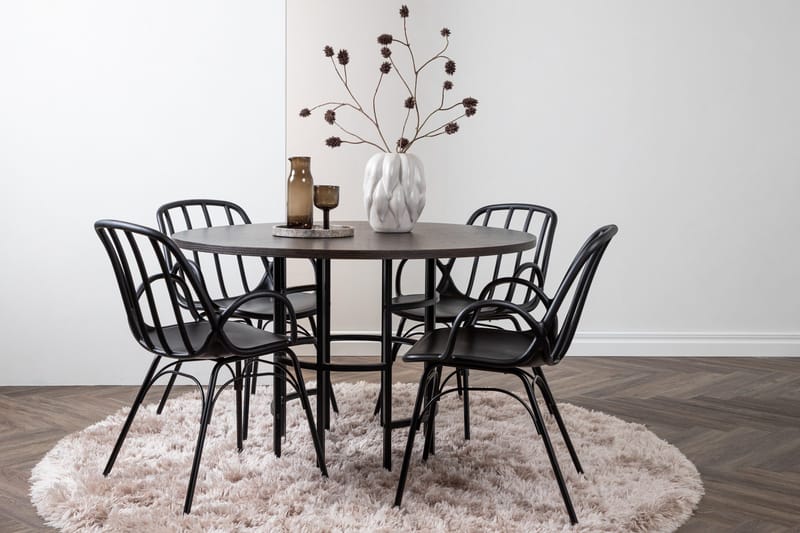 Copenhagen Matgrupp 115 cm Rund med 4 Dyrön stolar - Svart - Products - Möbler - Bord & matgrupp - Matgrupp