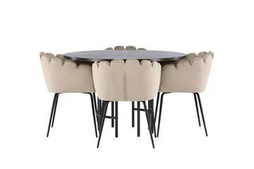 Copenhagen Matgrupp 115 cm Rund med 4 Limhamn stolar - Beige - Products - Möbler - Bord & matgrupp - Matgrupp