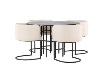 Copenhagen Matgrupp 115 cm Rund med 4 Simrishman stolar - Beige - Products - Möbler - Bord & matgrupp - Matgrupp