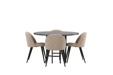 Copenhagen Matgrupp 115 cm Rund med 4 Velvet stolar - Beige - Products - Möbler - Bord & matgrupp - Matgrupp
