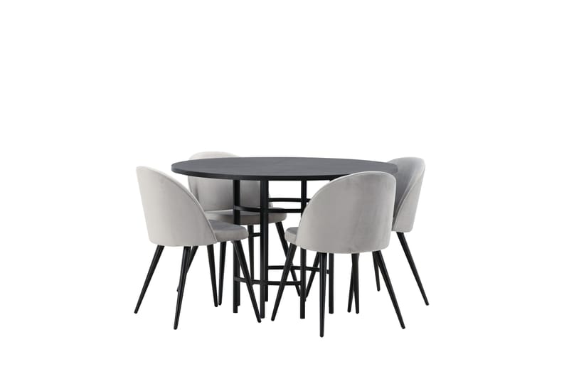 Copenhagen Matgrupp 115 cm Rund med 4 Velvet stolar - Svart - Products - Möbler - Bord & matgrupp - Matgrupp